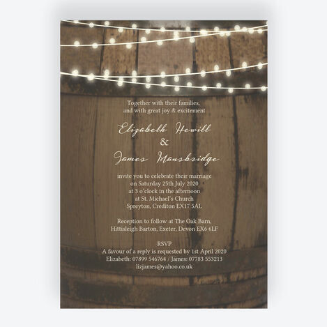 Rustic Barrel & Fairy Lights Wedding Stationery